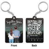 Galaxy Night Back View Couple Standing Hugging Favorite Song Scannable QR Code Personalized Acrylic Keychain - SOULFEEL PAKISTAN- FEEL THE LOVE 