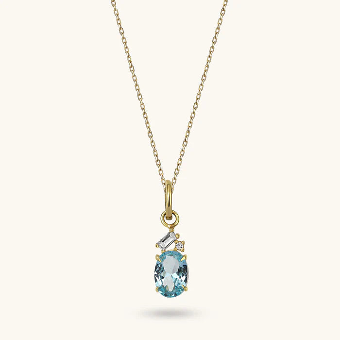 Aquamarine Oval Necklace - SOULFEEL PAKISTAN- FEEL THE LOVE 