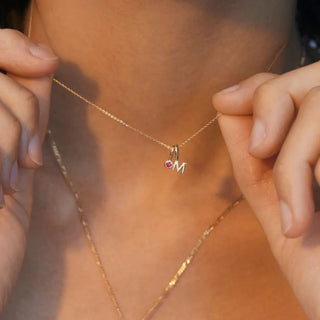 Tiny Letter Charm Necklace