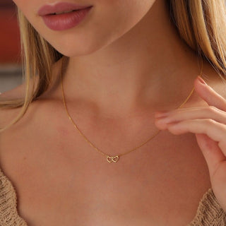 Minimal Double heart pendant