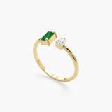 Emerald & Diamond Open Ring - SOULFEEL PAKISTAN- FEEL THE LOVE 
