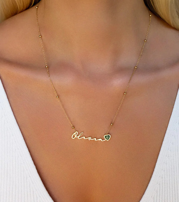 Birthstone Signature Name Necklace - SOULFEEL PAKISTAN- FEEL THE LOVE 