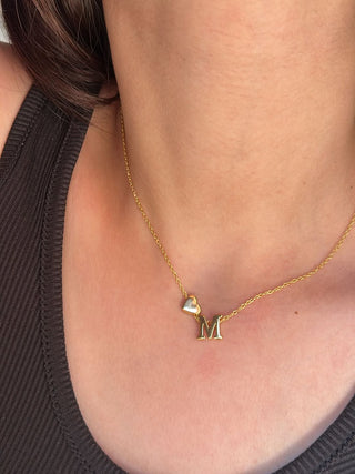 Golden Heart Initial Necklace