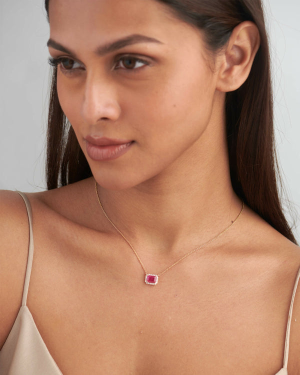 Octagon Red Ruby Necklace
