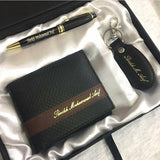 Name Embossed Wallet With Pen