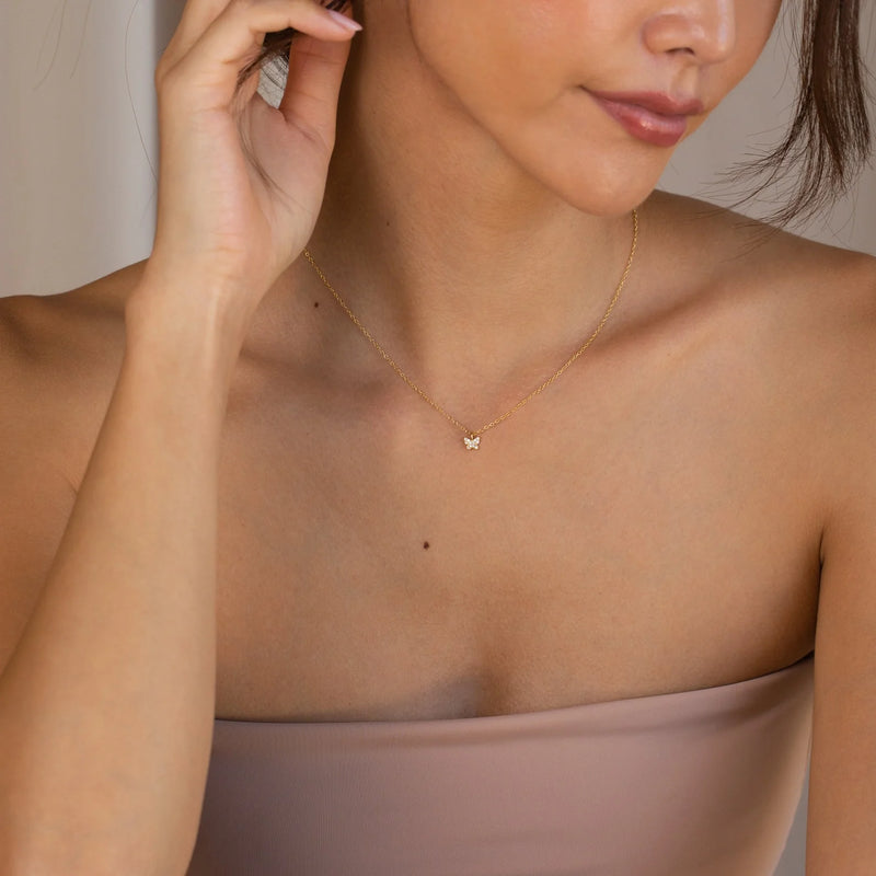 Butterfly dainty necklace deals