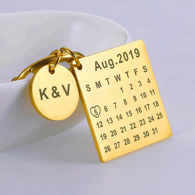 Golden Calendar Keychain